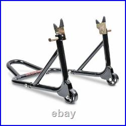 Motorcycle Front and Rear Paddock Stand Set ST4 Universal and for Bobbins Black