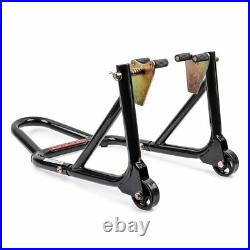 Motorcycle Front and Rear Paddock Stand Set ST4 Universal and for Bobbins Black