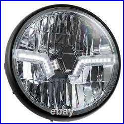 Motorcycle Universal LED Headlights Flash British Style Clear Glass